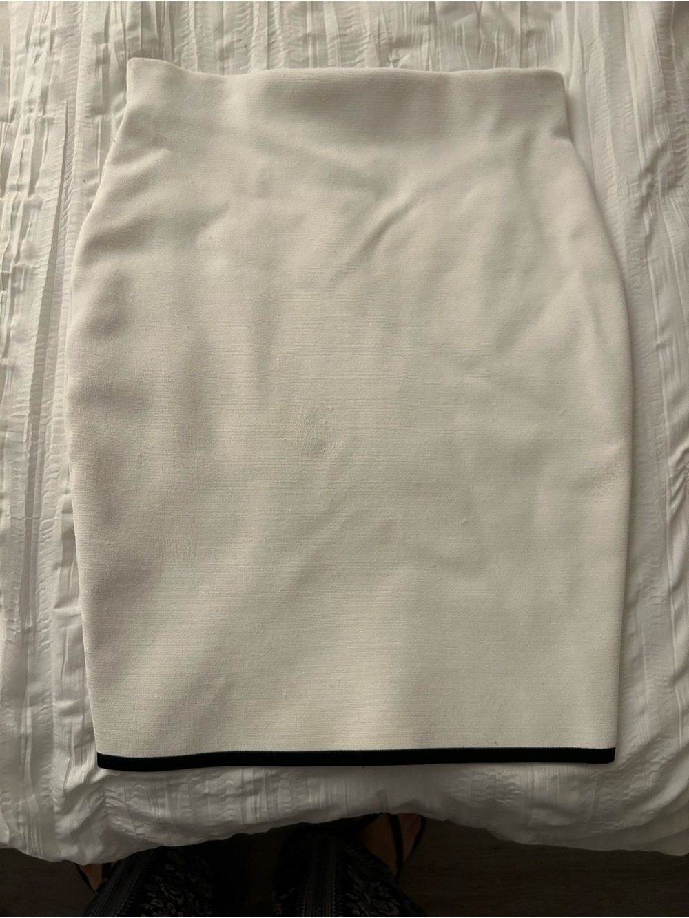 Express White Pencil Skirt with Black Hem